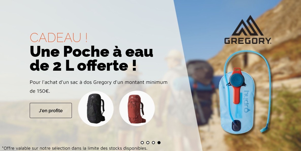 Une poche à eau Gregory de 2L Offerte !