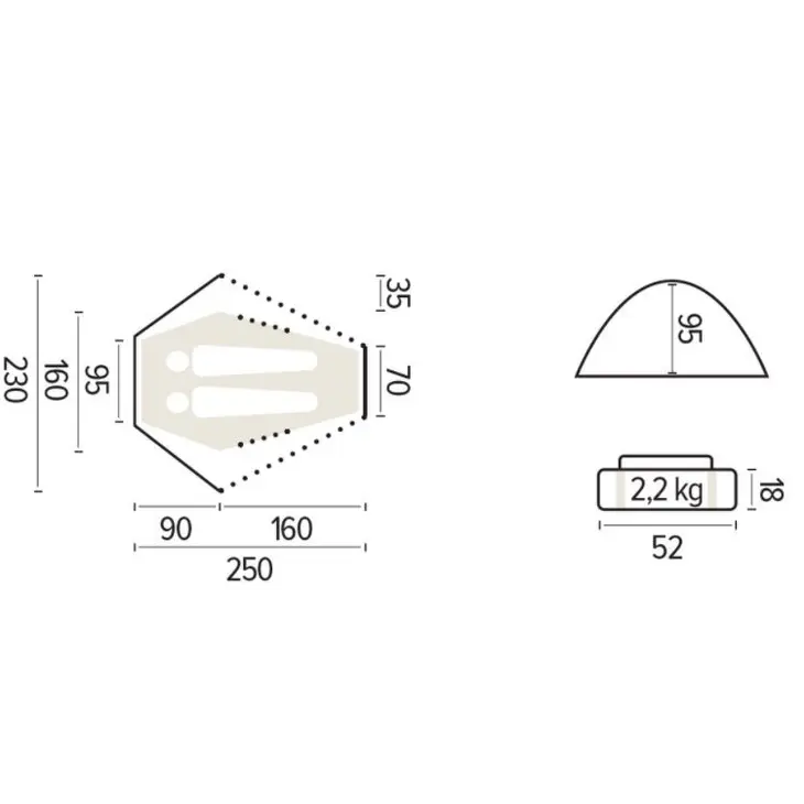 Tenda leve de caminhada Dolomite 2 - 4000 – Jamet