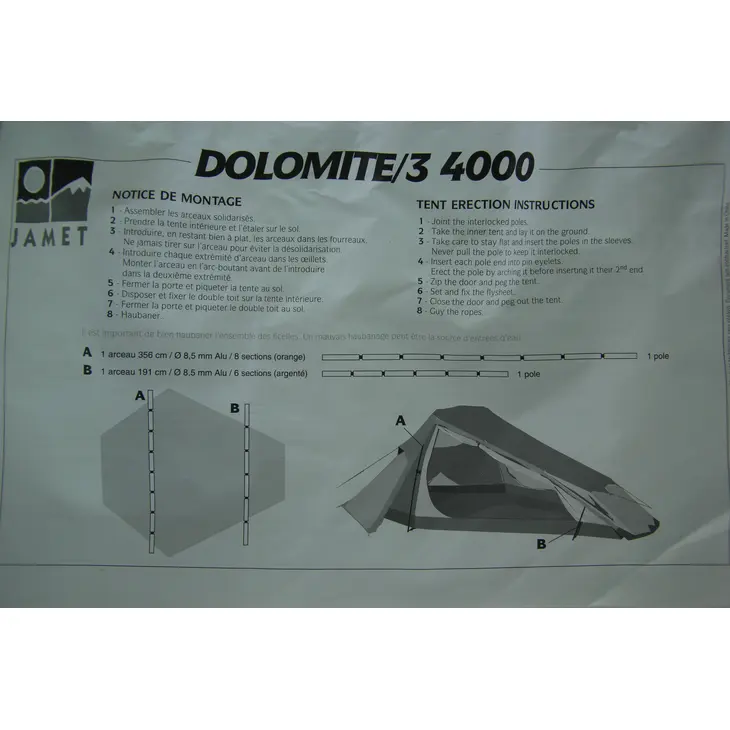 Tenda de caminhada de 3 lugares Dolomite 3 - 4000 – Jamet