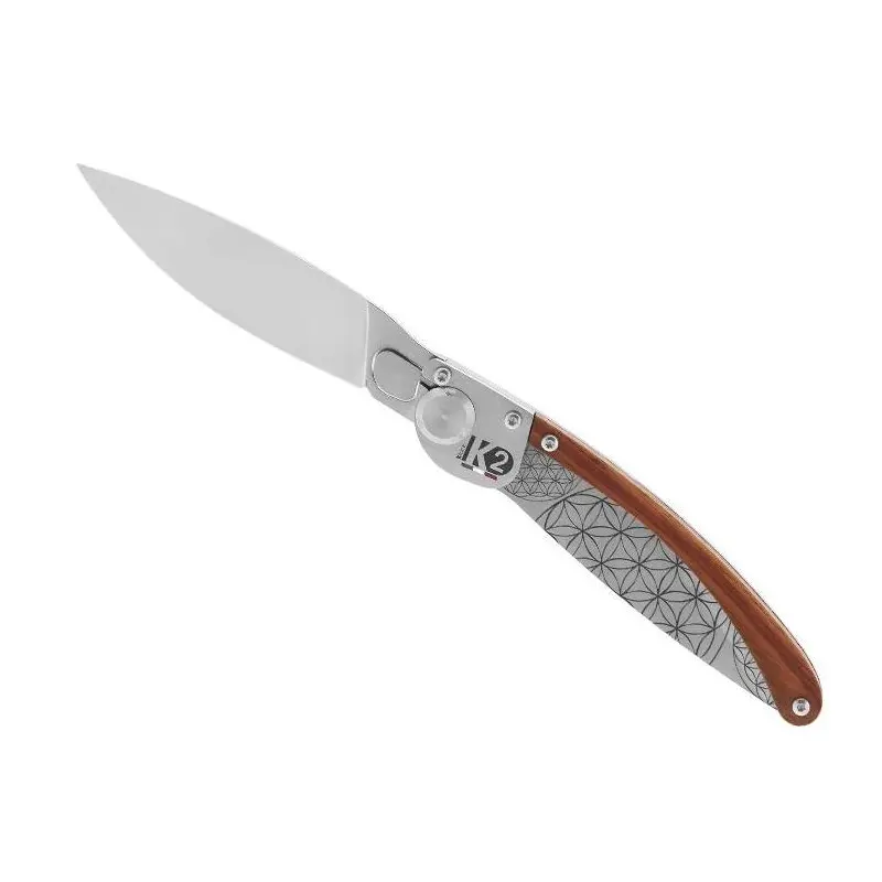 Navaja plegable de palisandro con decoración de roseta – K2