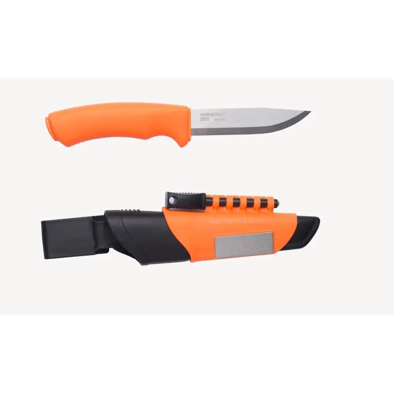 Coltello da sopravvivenza Bushcraft Arancione in acciaio inox
