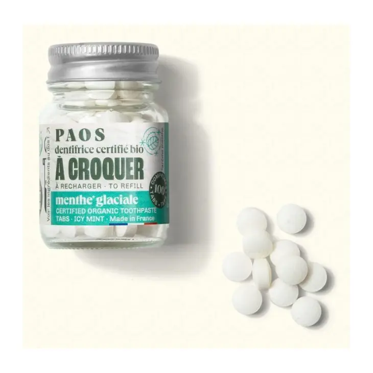 Pasta de dientes masticable de menta helada ecológica – PAOS