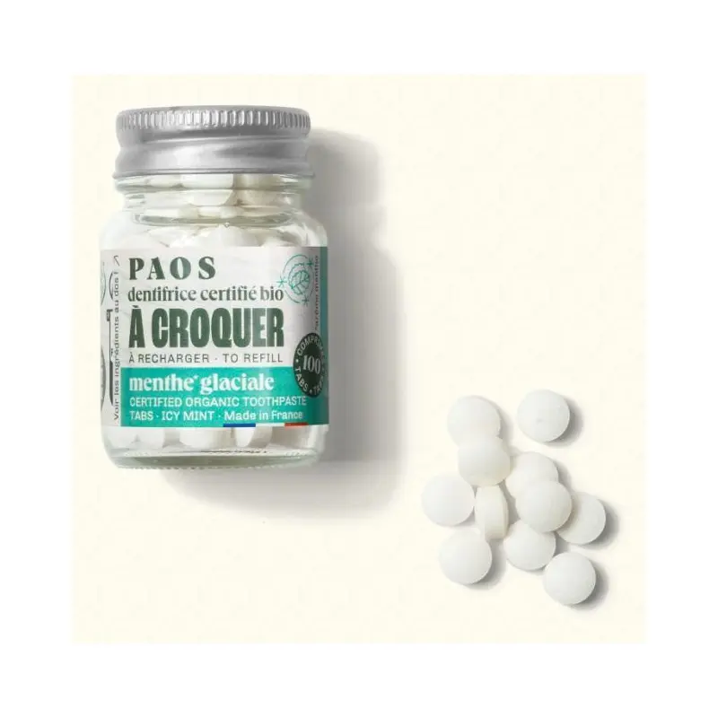 Pasta de dientes masticable de menta helada ecológica – PAOS