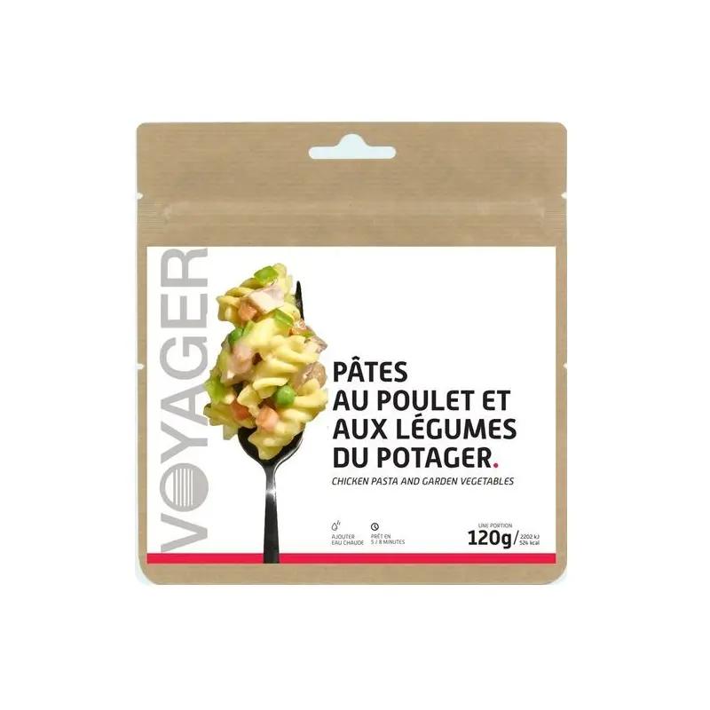 Massa com frango e legumes da horta – Voyager