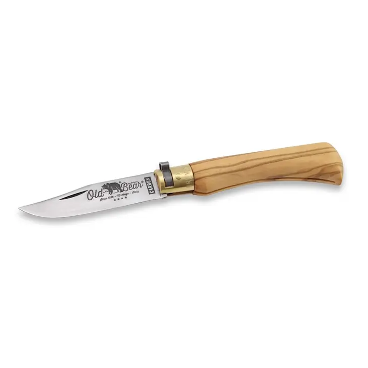 306.M COLTELLO IN LEGNO D'ULIVO OLD BEAR LAMA IN CARBONIO MISURA M 306.M