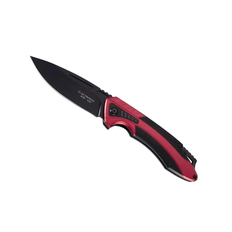 576812 HERBERTZ MES ALU ROOD/ZWART 12CM ROESTVRIJ STAAL 576812