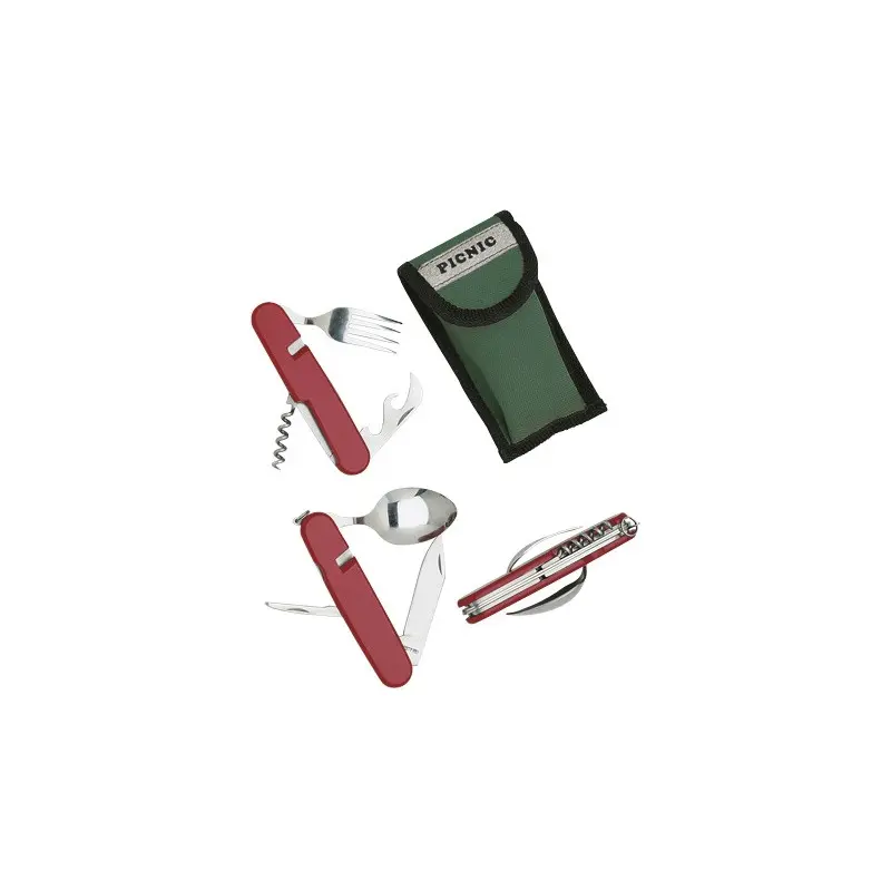 618412 CAMPINGBESTECK HERBERTZ 6P ROT 11CM EDELSTAHL + ETUI 618412