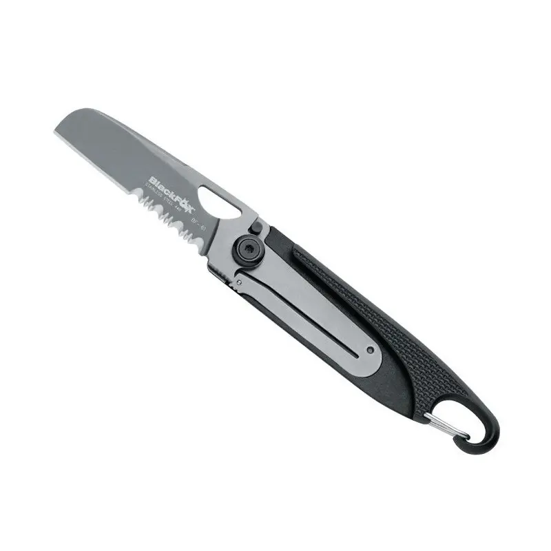 BF.81 MESSER BLACK FOX ZYTEL SCHWARZ HALBVERZAHNT MIT KARABINER BF.81