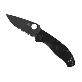 C122PSBBK Couteau SPYDERCO Tenacious Tout Noir Semi-Dentee C122PSBBK