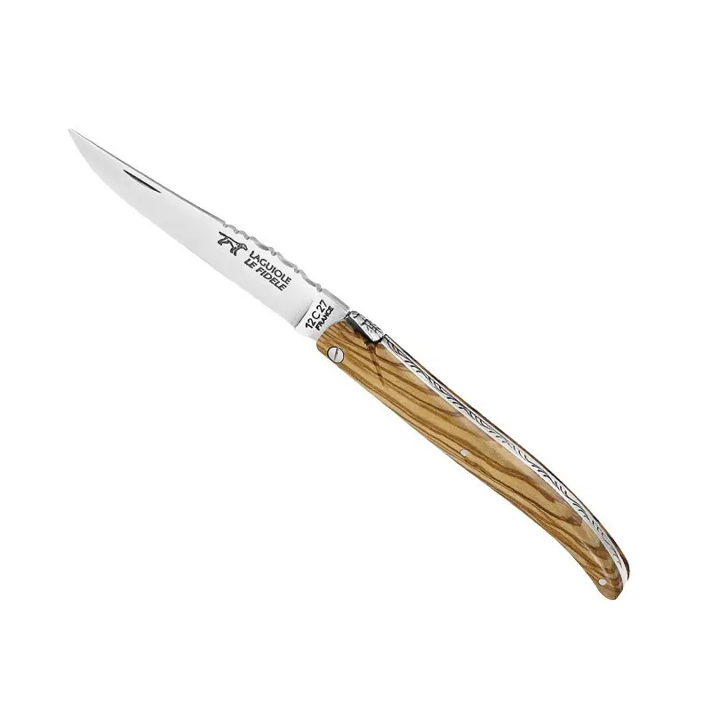 LAGUIOLE MES LE FIDELE PLEIN OLIJF HOUTEN HANDVAT 12CM ROESTVRIJ STAAL