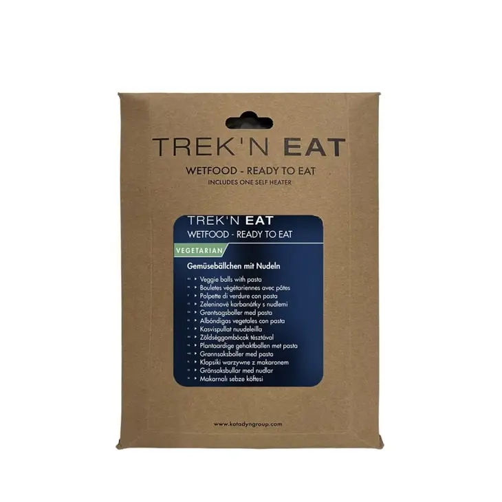 Selbsterhitzendes Gericht Nudeln und vegetarische Bällchen – Trek'n Eat