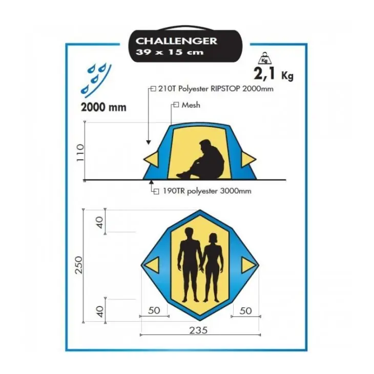Tenda de caminhada leve Challenger – Wilsa